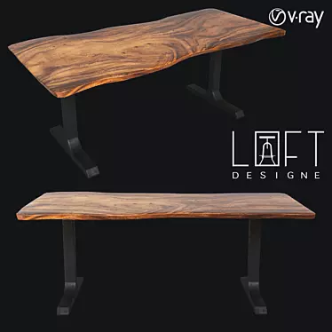 LoftDesigne 6204: Stylish Wood and Metal Table 3D model image 1 