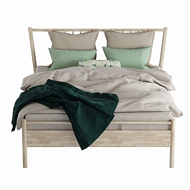 BJÖRKSNÄS Bed - Elegant Scandinavian Double Bed 3D model image 1 