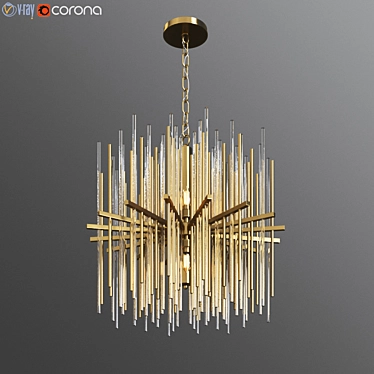 Sleek Brass Glass Chandelier 3D model image 1 