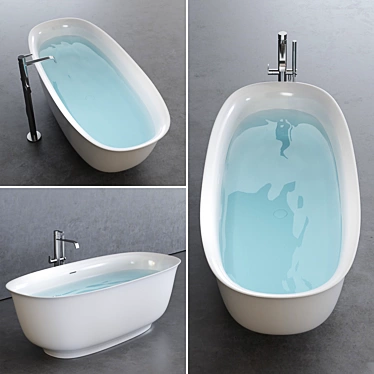 Wave Freestanding Oval Bathtub 3D model image 1 