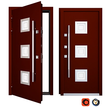 Modern Inox S-6 Metal Door 3D model image 1 