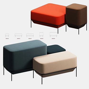 Mozaik Pouf: Versatile Seating Solution 3D model image 1 
