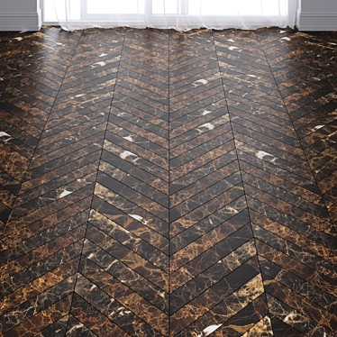 Luxury Dark Brown Marble Tiles: Chevron & Herringbone 3D model image 1 