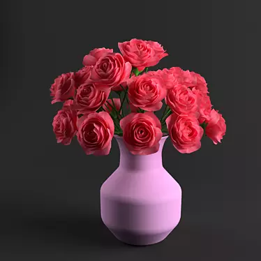 Elegant Pink Rose Sculpture 3D model image 1 