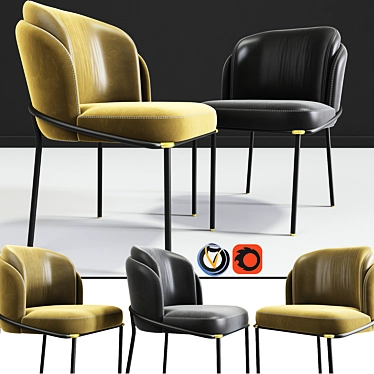 Sleek Noir Dining Chair: Vray & Corona Ready 3D model image 1 