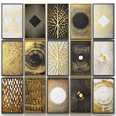 Golden Luxe Wall Art Set 3D model image 1 