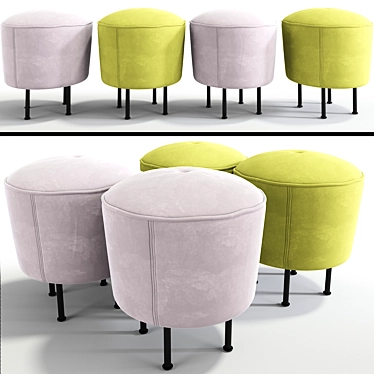 Elegant Modern Line Small Pouf 3D model image 1 