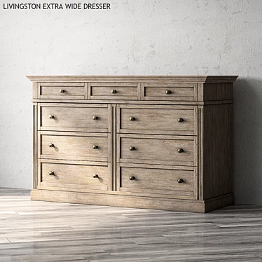 Livingston Gray Wash Wide Dresser 3D model image 1 