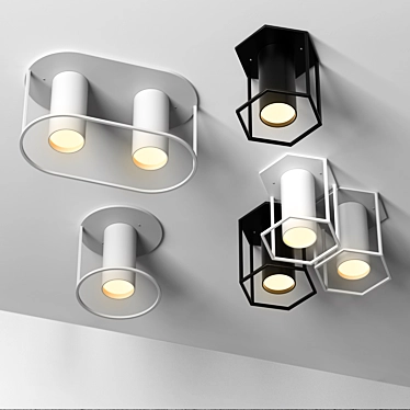 Modern 4-Spot Ceiling Lamps 3D model image 1 
