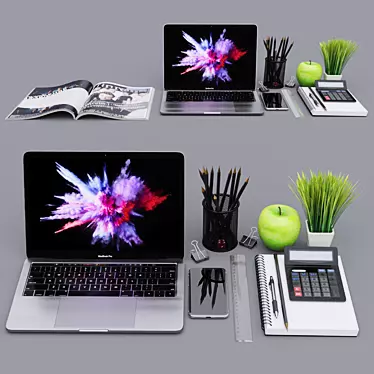 Elegant MacBook Pro with Decorative Accents 3D model image 1 