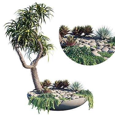 Greenery in Clay Pot 3D model image 1 
