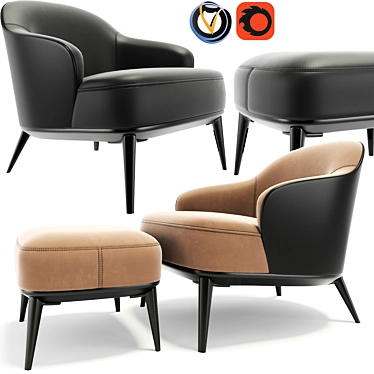 Modern Minotti Leslie Armchair Set 3D model image 1 