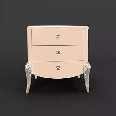 ROMA Bedside Table: Beige Lacquer, Silver Legs 3D model image 1 