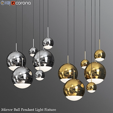 Tom Dixon Mirror Ball Pendant - Modern Brass and Glass Lighting 3D model image 1 
