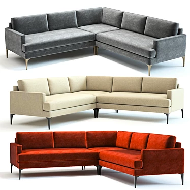 Stylish West Elm Andes Sofa 3D model image 1 