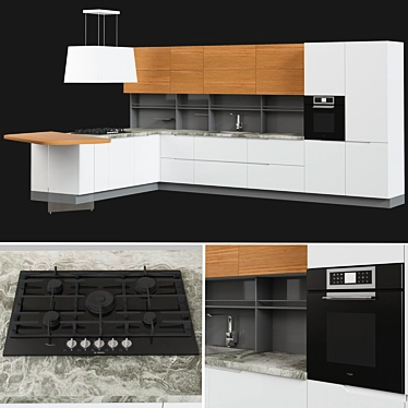 Sleek Luna Kitchen: Modern Elegance 3D model image 1 
