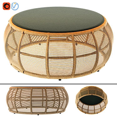 Tropical Round Wicker Garden Coffee Table 3D model image 1 