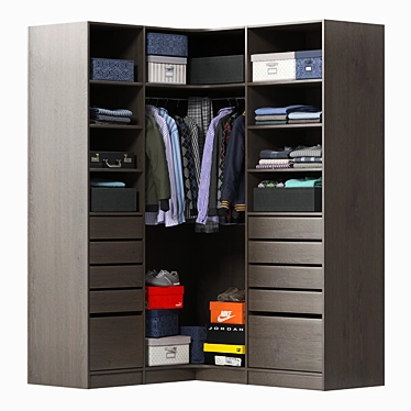 Stylish Wardrobe with Outfits 3D model image 1 