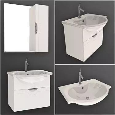 Akvell Sink Cabinet - 3-Piece Set 3D model image 1 