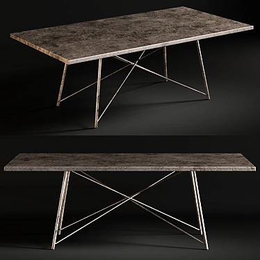 Roman Iron Base Dining Table 3D model image 1 