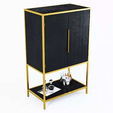 Elegant Black Bar Cabinet by Crate and Barrel 3D model image 1 