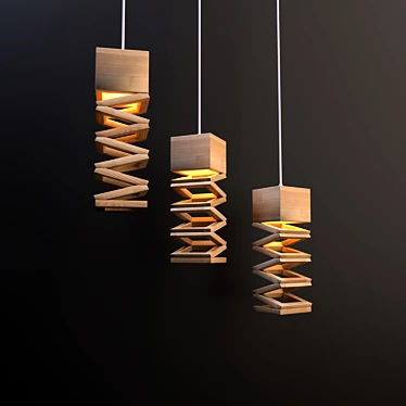 Modern Wood Pendant Lamp 3D model image 1 