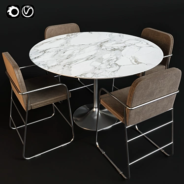 Modern Table and Chair Set 3D model image 1 