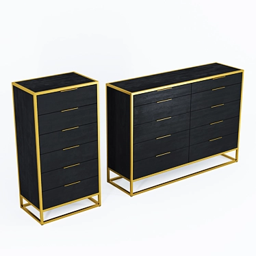 Crate & Barrel Oxford Black Tall Dresser & Chest - Modern Storage Solution 3D model image 1 