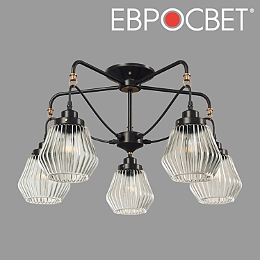 Eurosvet Fregata 5-Light Black Loft Ceiling Chandelier 3D model image 1 