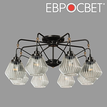 Eurosvet Fregata 8-Light Black Ceiling Chandelier with Clear Glass Shades 3D model image 1 