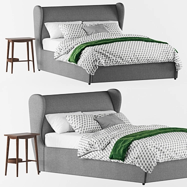 Modern Rubens Bed & Penn Bedside 3D model image 1 