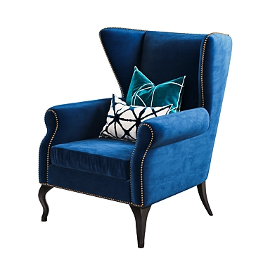 Luxurious Navy Blue Royale Wing Chair 3D model image 1 