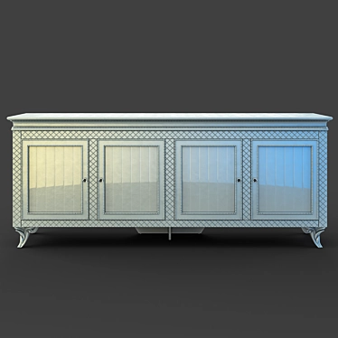 Elegant Silver Buffet with Glass Fronts 3D model image 1 