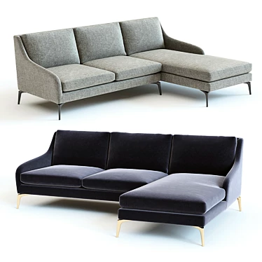 West Elm Alto 2-Piece Sectional: High-Detail & Versatile 3D model image 1 