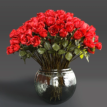 Elegant Red Rose Bouquet 3D model image 1 