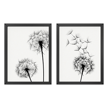 Modern Dandelion Duo: Art Collection 3D model image 1 