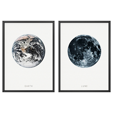 Modern Style Earth & Moon 3D model image 1 