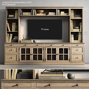 Elegant Livingston Media Suite: Gray Wash 3D model image 1 