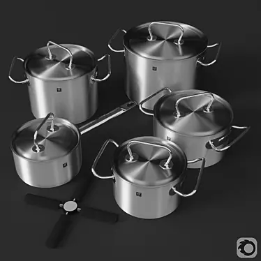 Zwilling Stainless Steel Pan Set 3D model image 1 