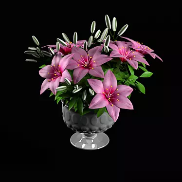 Elegant Pink Lilium Blossom 3D model image 1 