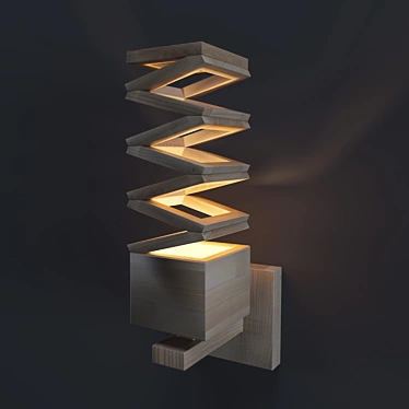 Rustic Wood Wall Lamp 3D model image 1 