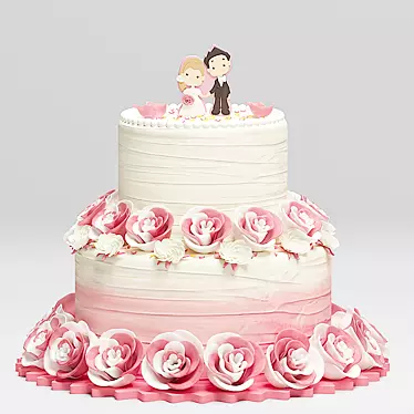 Elegant Wedding Cake Masterpiece 3D model image 1 