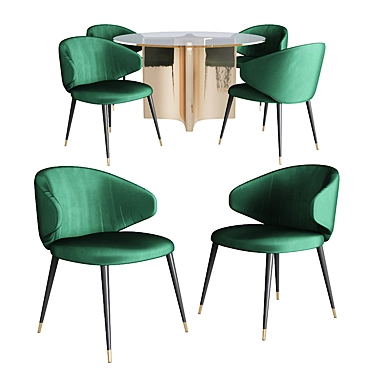 Elegant Volante Green Dining Set 3D model image 1 