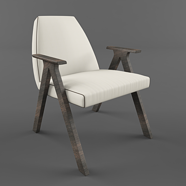 Elegant Leather Chair with Wooden Legs 3D model image 1 