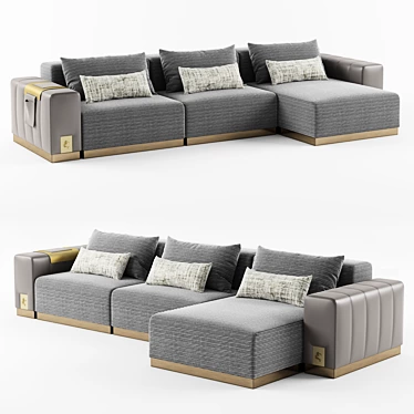 Luxury Leather Corner Sofa 3D model image 1 