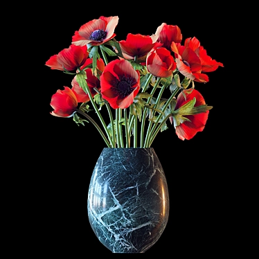 Crimson Anemone Bouquet 3D model image 1 