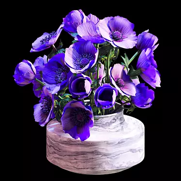 Elegant Violet Anemone Bouquet 3D model image 1 