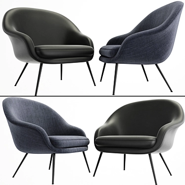 Elegant Bat Lounge Chair: Low Back Comfort 3D model image 1 