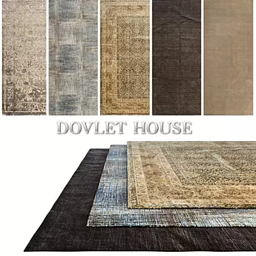 DOVLET HOUSE 5-Piece Carpets: Luxurious Textures & Exquisite Designs 3D model image 1 