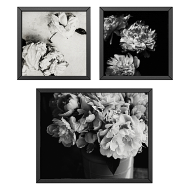 Contemporary Black & White Floral Set 3D model image 1 